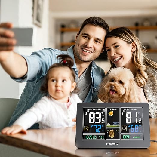 Newentor Weather Station Wireless Indoor Outdoor Thermometer, Color Display - Image 2