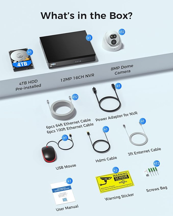 【4K HD+121°Wide View】 Hiseeu 12MP NVR 12 Pcs 4K PoE Security Cameras, 4 TB HDD - Image 9