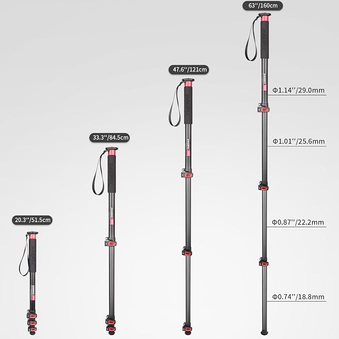 63in/160cm Camera Monopod INNOREL VM60A Aluminum Alloy Portable Compact - Image 7
