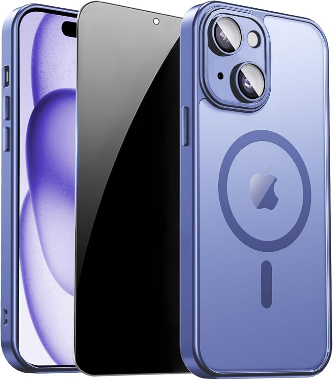 for iPhone 15 Case with Privacy Screen Protector and Camera Protection by ZOZDOKG