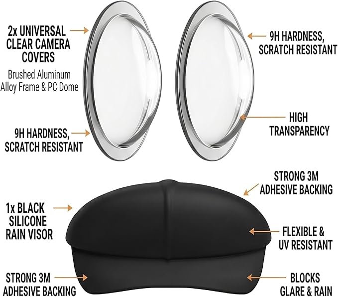 Universal Backup Camera Rain Shield, Debris Protector & Clear Lens Cover Combo - Image 4