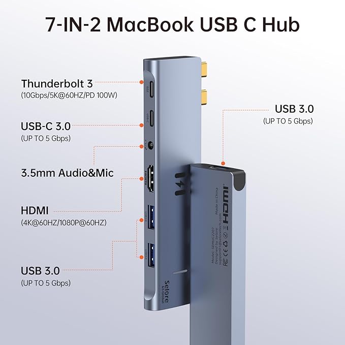 USB C Adapter HDMI Hub for MacBook Pro/Air M5 M4 M3 M2 M1 2025-2018 13" 15" 16" - Image 2