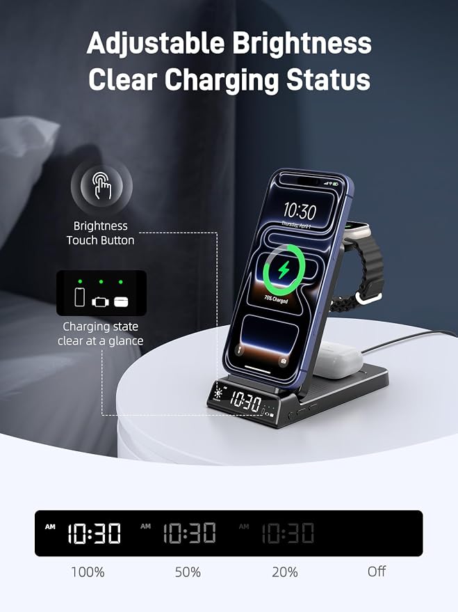 3 in 1 Charging Station for Apple, ELECDOV Magnetic Charger for iPhone - Image 4