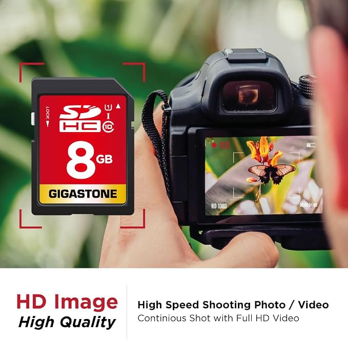 GIGASTONE 8GB SD Card 10-Pack UHS-I U1 Class 10 SDHC Memory Card Full HD Video - Image 4