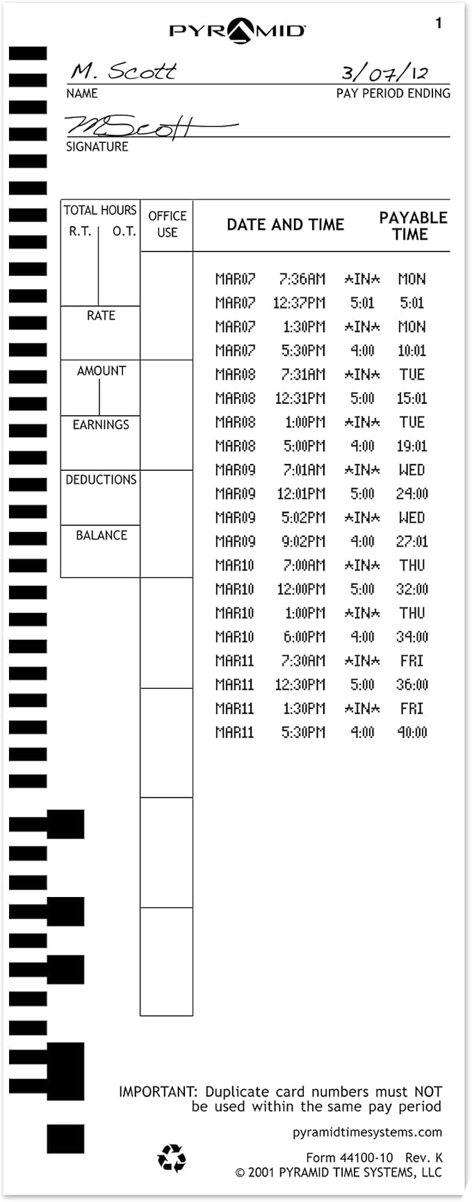 Pyramid Time Systems, 44100-10PK5, 4000ProK and 5000 Series Time Clocks from - Image 5