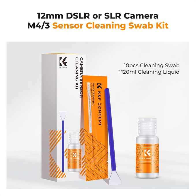 K&F CONCEPT 12mm Micro Four-Thirds 4/3 Sensor Cleaning Swab*10 + 20ml Sensor - Image 2