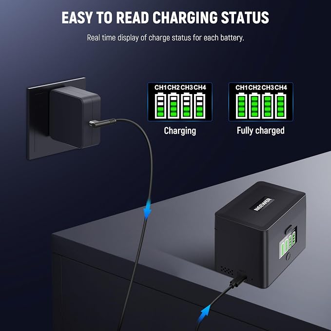 NEEWER NW-ZP4 2in1 Four Channel USB Camera Battery Charger - Image 7
