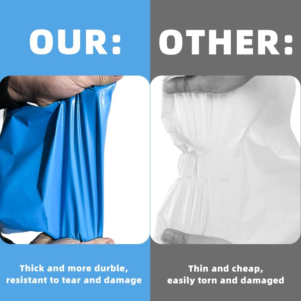 POLYSELLS 500 pcs 12x15.5 Inches Blue Poly Mailers Shipping Envelopes, Strong Adhesive Sealing, Waterproof, and Tear-resistant Postal Mailing Bags for Clothing, Books, and Accessories