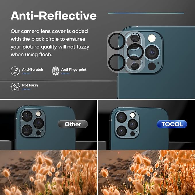 TOCOL 2+2 Pack Compatible for iPhone 12 Pro Max, 2 Pack Privacy Tempered Glass - Image 4