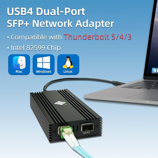 USB 4.0 Type-C 10G to Dual Fiber SFP+ Port Network Adapter - Image 11