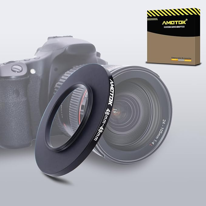 48mm Lens to 49mm Camera Lens Adapter, 48mm to 49mm Filter Step up Ring Adapter by AMOTOK
