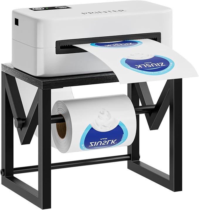 Marbrasse Label Holder for Rolls and Fanfold Labels, Wood Label Printer Holder by Marbrasse