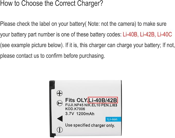 LI-40B LI-42B LI-40C Camera Battery Charger - Image 2