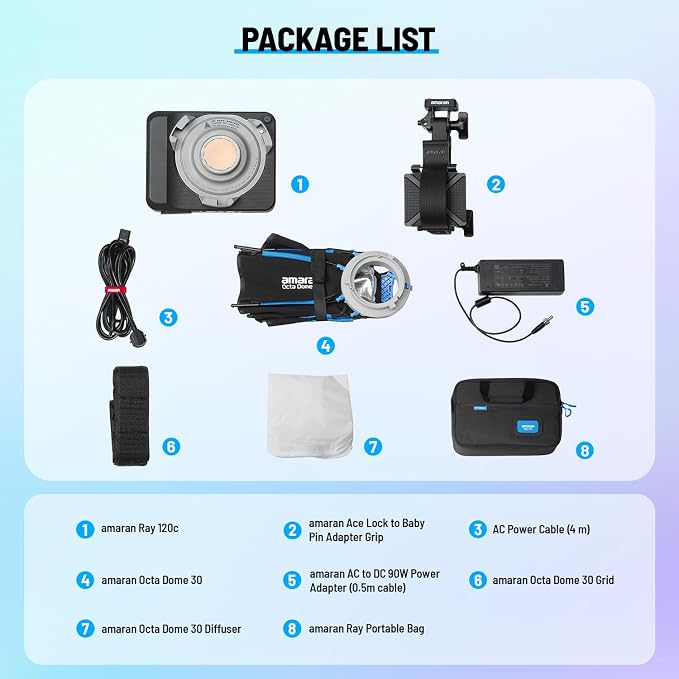 amaran Ray 120c RGB Video Light, 120W Portable Studio Light IP54, CCT 1 - Image 8