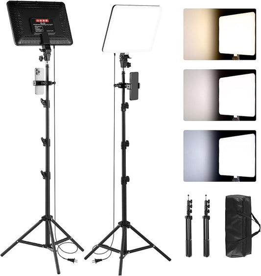 2-Pack LED Video Light Kit, 2700-6500k Dimmable Photography Lighting Kit by SHStudio