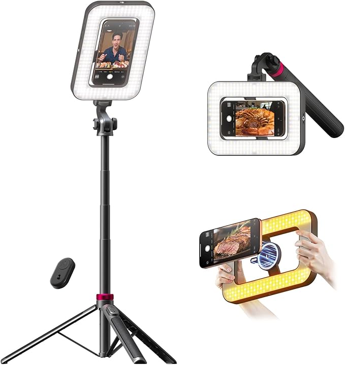 Tripod for iPhone with Light, Portable 15W Ring Light with Stand and Phone by LUXSURE