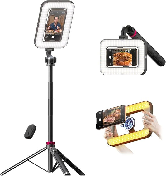 Tripod for iPhone with Light, Portable 15W Ring Light with Stand and Phone by LUXSURE