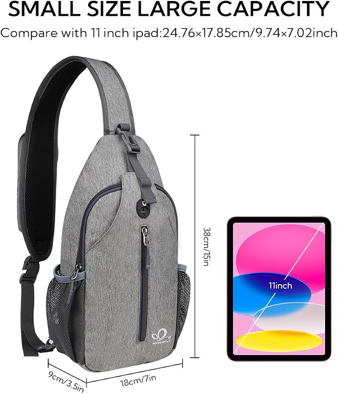 WATERFLY Crossbody Sling Backpack Sling Bag Travel Hiking Chest Bag Daypack - Image 2