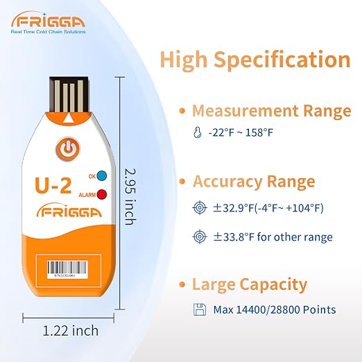Frigga 10 Pack 100 Days USB Temperature Data Logger Single Use Temperature - Image 3