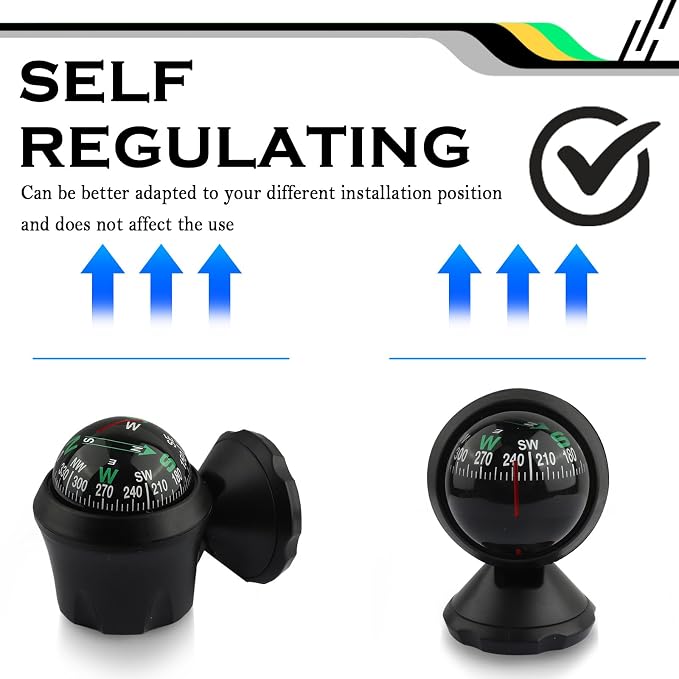 Compass for Car with Bottom Stick Car Compass Ball, Adjustible and Night Vision - Image 7