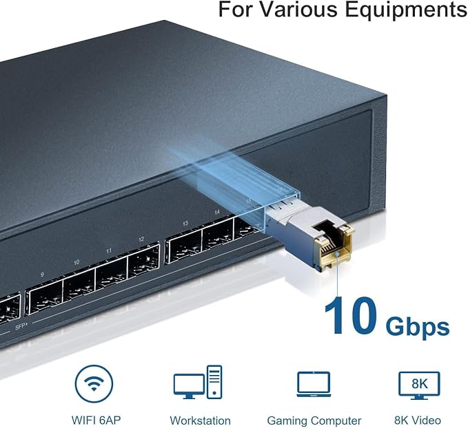 QSFPTEK 10GBASE-T SFP+ to RJ45 Module, 10Gb Ethernet Copper RJ-45, 10 Gigabit - Image 8