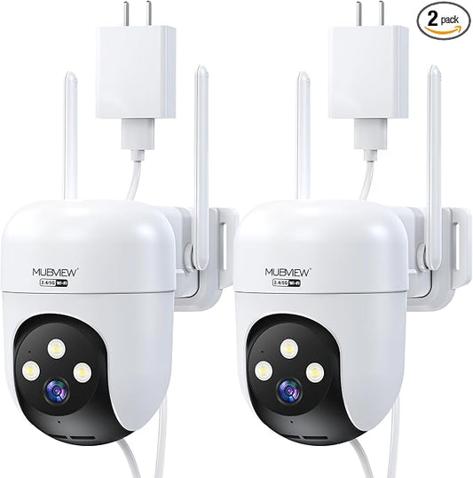 MUBVIEW 360° Security Cameras Wireless Outdoor, 24/7 Wired Outdoor Camera by MUBVIEW