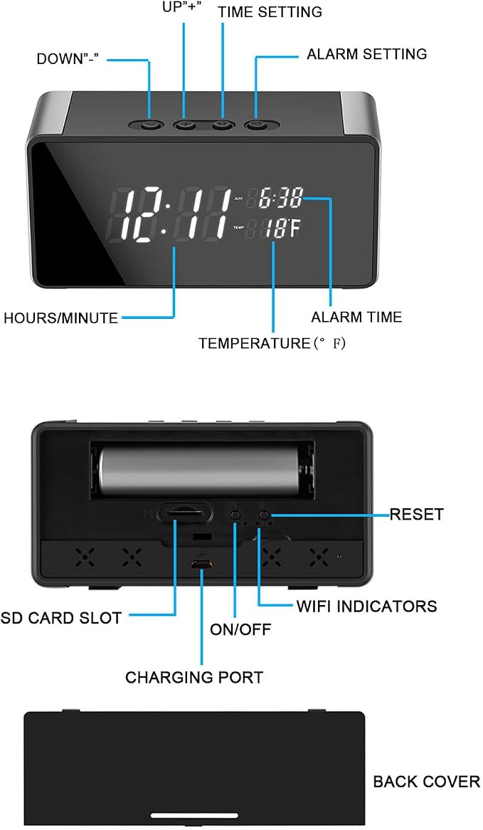Hidden Camera Clock 4K HD WiFi, Wireless Camera - Image 9