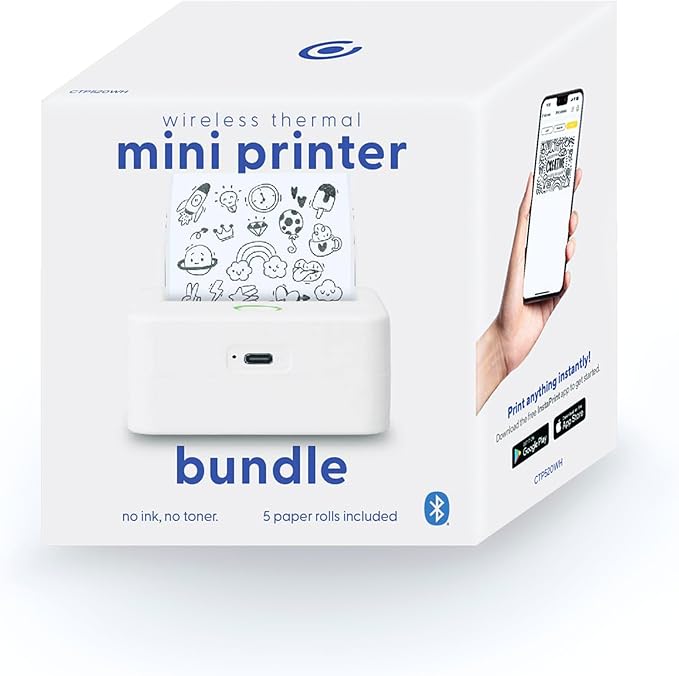 Mini Portable Thermal Printer, Monochrome Label, Receipt and Image Printer - Image 2