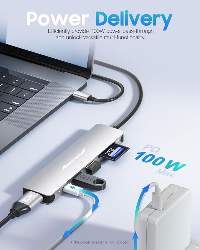 Hiearcool USB C Hub Multi-Port Adapter, 7-in-1 USB-C Dongle - Image 3