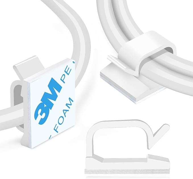 120PCS XHF Adhesive Cable Wire Clips White, Cable Staples Outdoor Cable by XHF