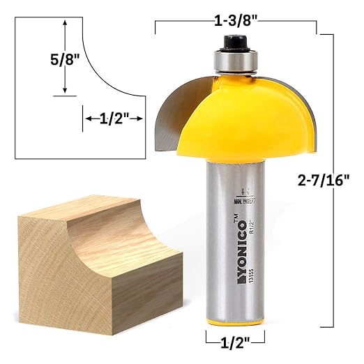 YONICO Cove Router Bits Edge Forming 1/2-Inch Radius 1/2-Inch Shank 13155 - Image 2