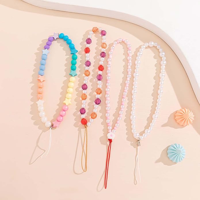 Beaded Phone Charm Lanyard Strap Girly Style Fixed Beads Pearl Lanyards - Image 6
