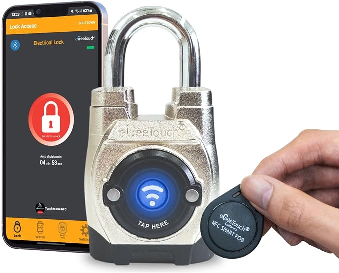 5th GEN Outdoor Smart Padlock – Keyless Bluetooth & NFC Lock, Durable by eGeeTouch