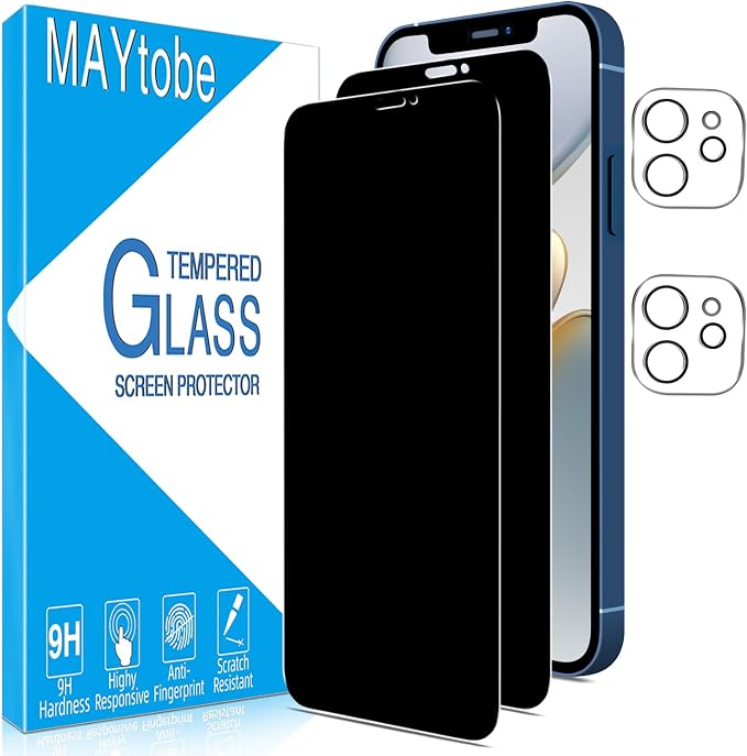 MAYtobe [2+2 Pack Designed for iPhone 12 Mini Privacy Screen Protector by MAYtobe