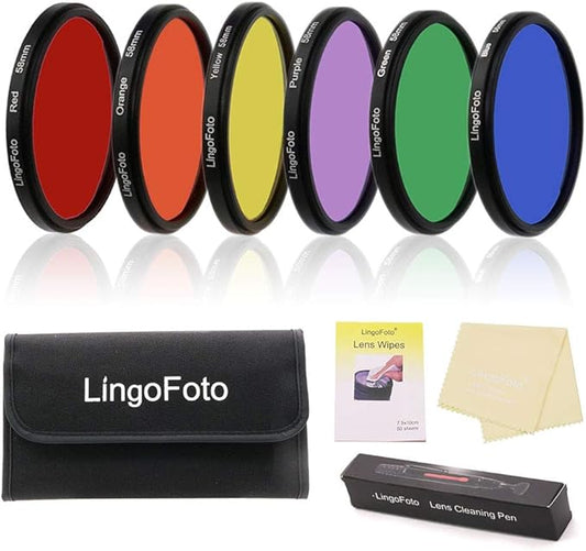 6pcs Round Full Color Lens Filter Set Red Orange Yellow Green Blue Purple+ 6 by LingoFoto