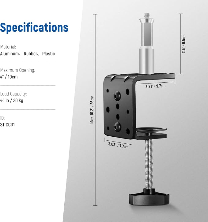 NEEWER Heavy Duty C Clamp with Mounting Column - Image 3