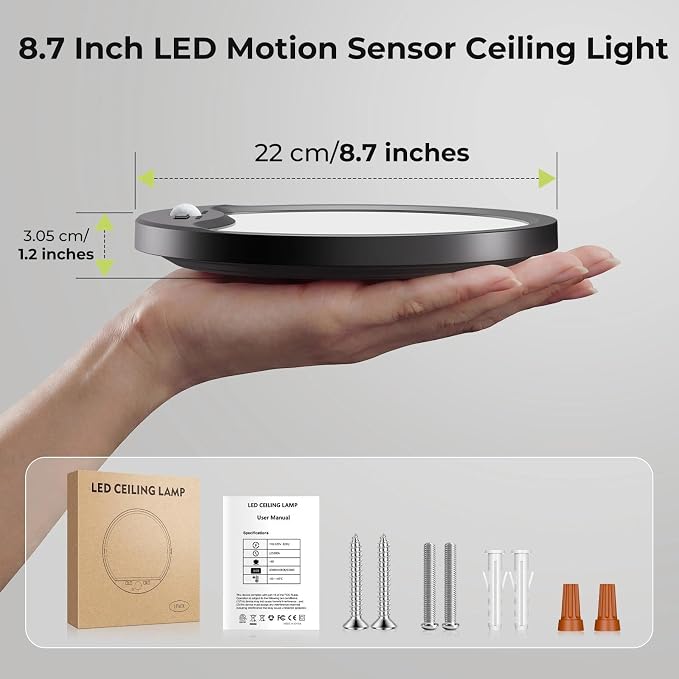 hepside 2 Pack Motion Sensor Ceiling Light Wired, 3000K/4000K/6500K LED Flush - Image 8