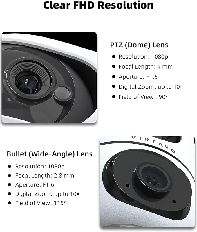 VIRTAVO XD1 Indoor Pet & Baby Camera, No Subscription Required, Dual-Lens 360° - Image 8