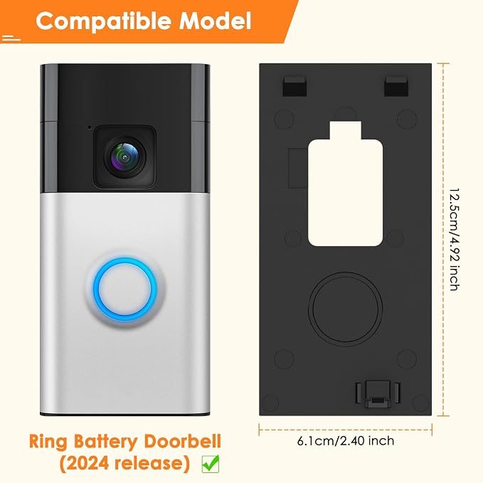 LOCKA Adhesive Mount for Ring/Other Battery Doorbell, No Drilling Camera Door - Image 2