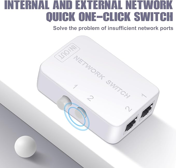 2 Ports Network Switch Splitter Selector RJ45 Network Switch 2x1 Ethernet RJ45 - Image 5