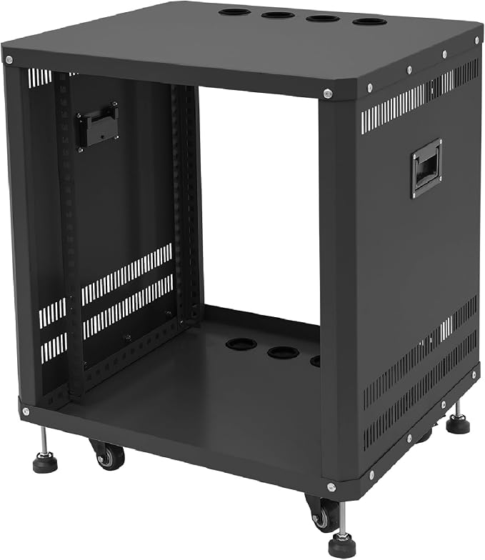 12U Stereo & Studio Rack with Wheels, Open Frame Audio Rack Cabinet, Rolling by Pinelicorn
