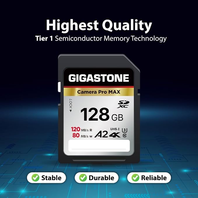 【5-Years Data Recovery】 GIGASTONE 128GB SD Card 2-Pack, 4K Camera Pro MAX - Image 6