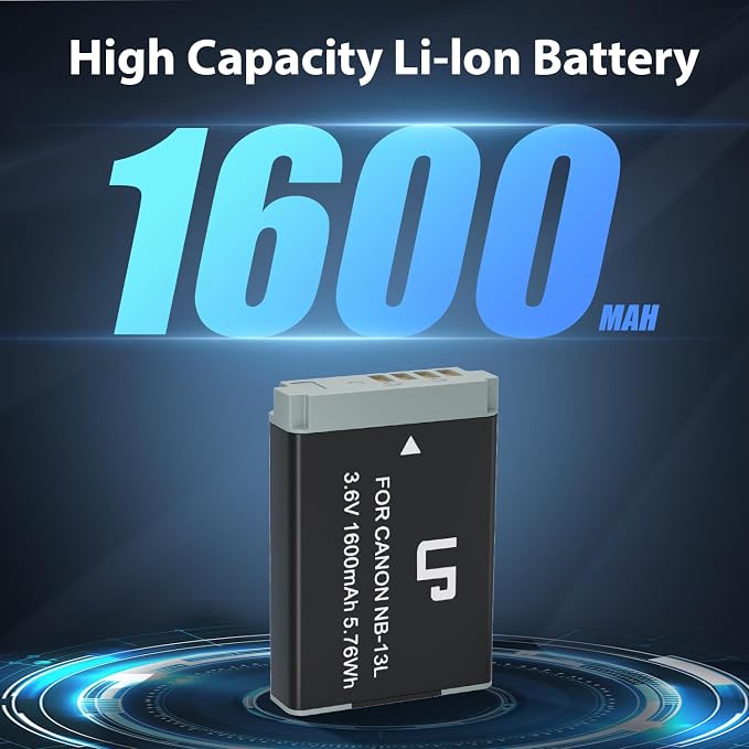 LP NB-13L Battery and Charger, 1600mAh Battery Compatible - Image 2