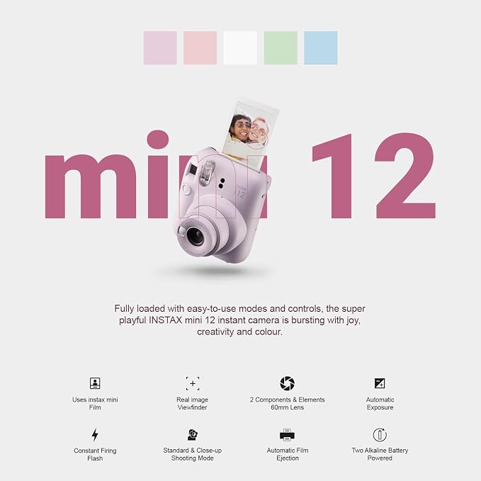 Fujifilm Instax Mini 12 Instant Camera + MiniMate Accessory Bundle & Compatible - Image 2