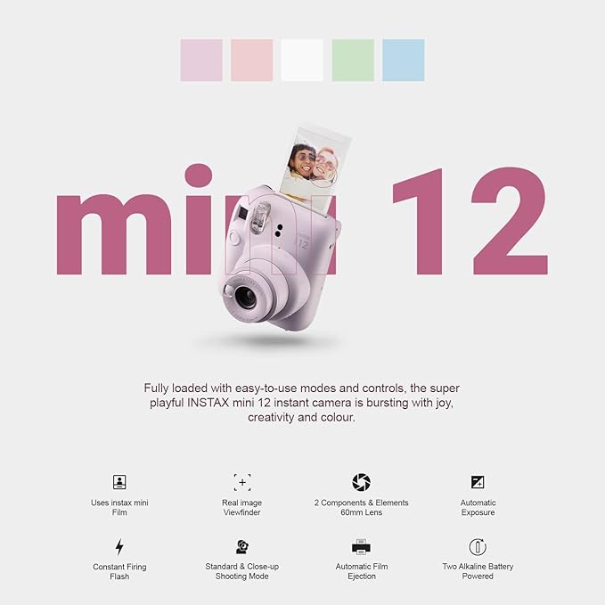 Fujifilm Instax Mini 12 Instant Camera Mint Green + Carrying Case + Fuji Instax - Image 2
