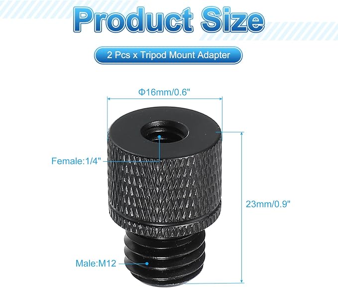 PATIKIL Tripod Screw Adapter 1/4" Female to M12 Male, 23 mm - Image 2