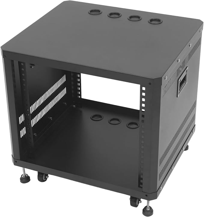 9U Stereo & Studio Rack with Wheels, Open Frame Audio Rack Cabinet, Rolling - Image 8