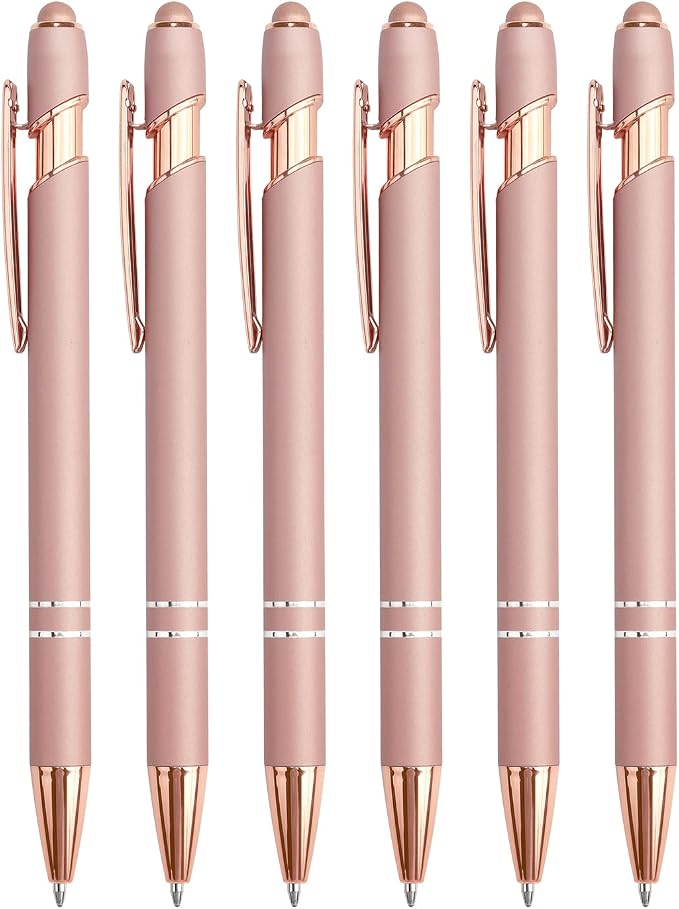 6 Pack Ballpoint Pen 2-in-1 Stylus Retractable Ballpoint Pen by Bribobo
