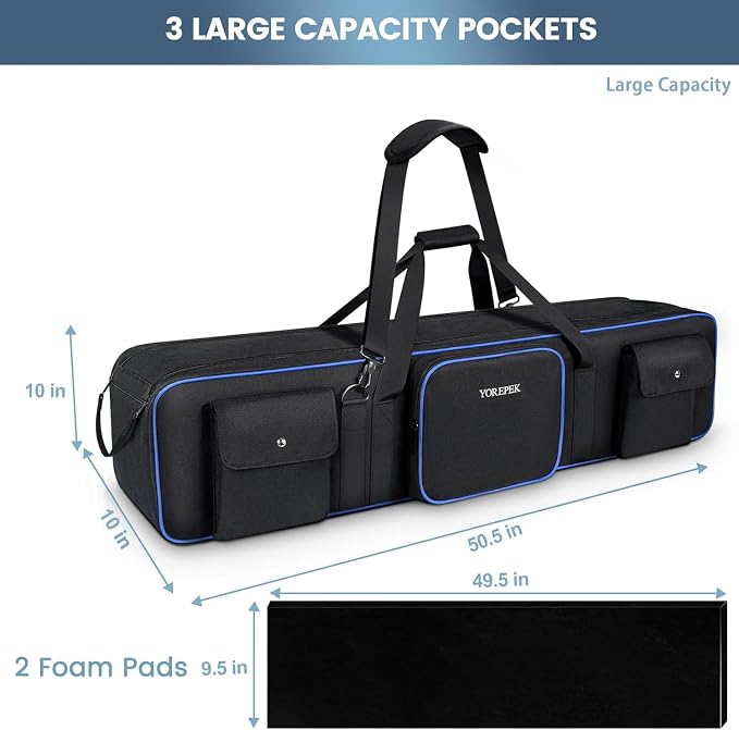 YOREPEK Tripod Carrying Case Bag 50.5", Resistant Light Stand Bag - Image 2