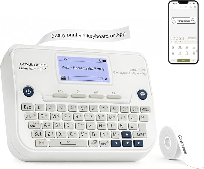 SUPVAN E12 Bluetooth Label Maker Machine, Support Keyboard & App by SUPVAN